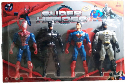 

ClueSteps Justice Super Heroes 3 in 1 Action Figure Set with projection light - Spiderman, Batman, & Superman (Multicolor)(Multicolor)