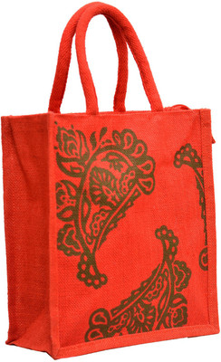 

AGGDA Red Jute with Green Mango printed with Red Rope Handle Jute Burlap Lunch Tiffin Outdoor Handbag Bag Working Office Bag … Multipurpose Bag(Red, 12 L)