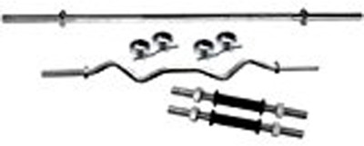 

BAANI INTERNATIONAL .BEST QUALITY BAR COMBO .1 THREE FEET CURL BAR .+ 1 THREE FEET STRAIGHT BAR WITH 4 LOCKS .+( FREE PAIR OF DUMBBELL ROD ) Curl Bar(Silver)