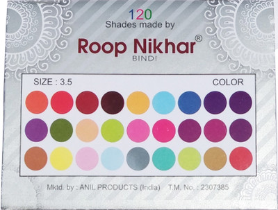 

Roop Nikhar 120 Shade Multicolor Plain Dot Round Bindi Forehead Multicolor Bindis(Bindi)