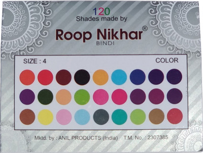 

Roop Nikhar 120 Shade Multicolor Plain Dot Round Bindi Forehead Multicolor Bindis(Bindi)