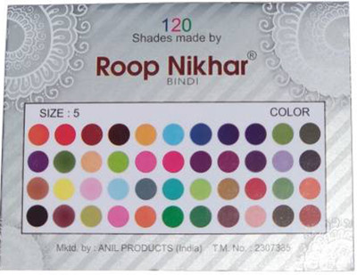 

Roop Nikhar 120 Shade Multicolor Plain Dot Round Bindi Forehead Multicolor Bindis(Bindi)