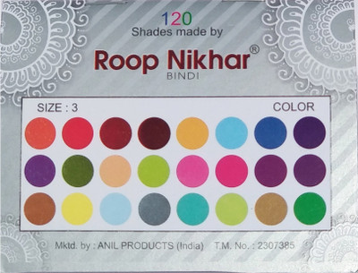 

Roop Nikhar 120 Shade Multicolor Plain Dot Round Bindi Forehead Multicolor Bindis(Bindi)