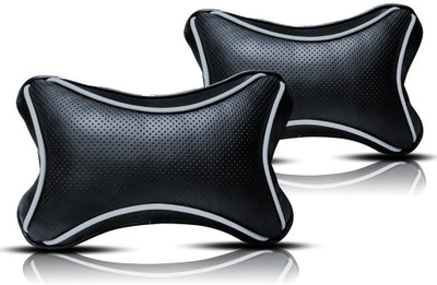 AuTO ADDiCT Black Leatherite Car Pillow Cushion for Audi(Rectangular, Pack of 2)