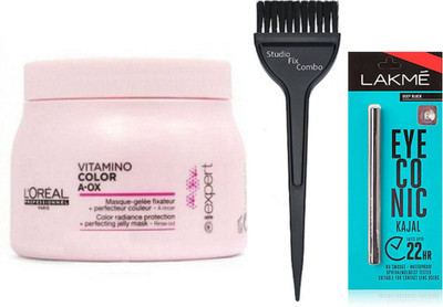 

Studio Fix Combo Hair Brush & Color Radiance Protection& Eyeconic kajal(Set of 3)