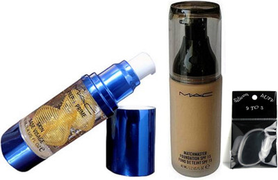 

9 to 5 silicon puff, make prem+prime skin base visage primer & matchmaster liquid foundation(Set of 3)