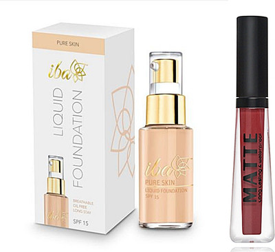 

iba halal iba golden beige foundation and miss rose waterproof liquid matte red 53(Set of 2)