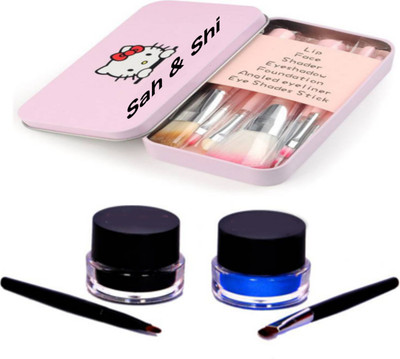

Sah&Shi Eyeline Set(Black & Blue) and Set of 7 Makeup Brushes(Set of 2)