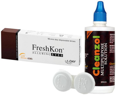 

Freshkon Colors Fusion Daily Contact Lens with LensCase & Solution BY VisionsIndia Monthly(WinsomeBrown-0.00, Colored Contact Lenses, Pack of 10)