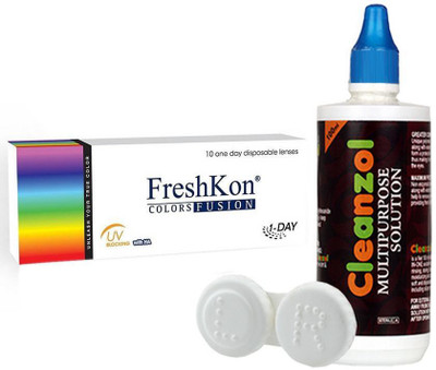 

Freshkon Colors Fusion Daily Contact Lens with LensCase & Solution BY VisionsIndia Monthly(BrilliantBrown-0.00, Colored Contact Lenses, Pack of 10)