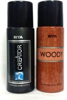 

Riya Creator and Woody Perfume Body Spray - For Men & Women(300 ml, Pack of 2)