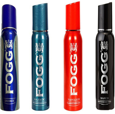 

Fogg MARCO DEODORANT 120 ML+ NAPOLEON DEODORANT 120 ML+ MAJESTIC DEODORANT 120 ML+1 ENERGY DEODORANT 120 ML Deodorant Spray - For Men & Women(120 ml, Pack of 4)