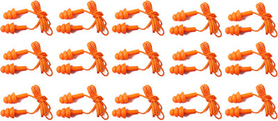 

Vezual Corded Reusable (15 pcs) for Noise Reduction Ear Plug & Nose Clip(Orange)