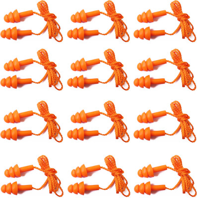 

Vezual Reusable (12 Qty) Corded Ear Plug & Nose Clip(Orange)