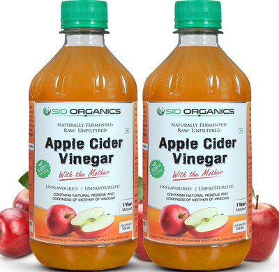 

SID ORGANICS Apple Cider Vinegar with mother culture for Weight loss - Cold pressed, Raw, Unfiltered, Unpasteurized & Unflavored - 2 Apple Cider Vinegar(2x500 ml, Natural Flavored)