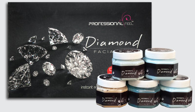 

Professional Feel Diamond Facial Kit, Way to use facial kit, Fairness, Whiting, Skin, Instant Result Without Damage Skin (Set of 5) 500 g