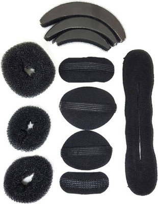 

Majik Combo Of 11 pcs (3 Donut+ Hair Base+ Hair Puff set+ Tic-Tac Hair Base+1 Banana Donut), Hair Accessories Hair Accessory Set Hair Accessory Set(Black)