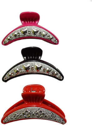 

ADR JEWELLERY ADR 3 Pics Half Moon style Multi Color Combo Clutchers For Women / Girls (Random Design) Hair Claw(Multicolor)