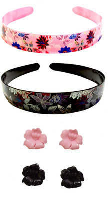 

ADR JEWELLERY ADR Combo of Baby Pink & Sky Blue Hair band with 2 pair Flower Design clip For Women / Girls (Random Design) Hair Clip, Hair Claw, Head Band, Hair Band, Tic Tac Clip, Hair Accessory Set(Pink, Black)