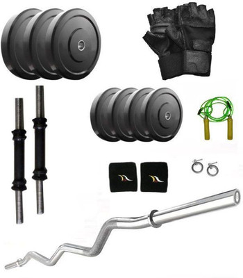 

RIGHTWAY FITNESS UNBREAKABLE 10 KG HOME GYM PACK OF 2 KG 4 RUBBER PLATES + 2 DUMBBELL ROD + 3 FEET CURL BAR + 2 LOCKS + WOODEN SKIPPING + FREE PAIR OF WRIST SUPPORT Home Gym Combo(0 - 20 kg)