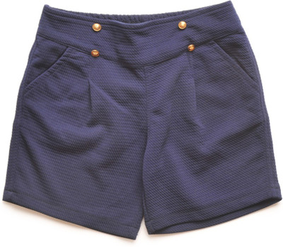 

LITTLE KANGAROOS Short For Girls Casual Self Design Cotton(Dark Blue, Pack of 1, Navy