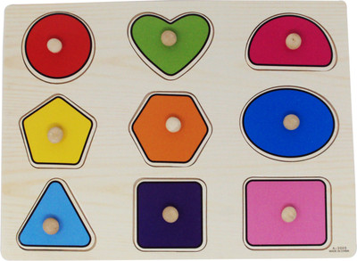 

Parteet Wooden Colorful Learning Shapes Board for Kids with Knobs, Educational Learning Wooden Tray(Multicolor)