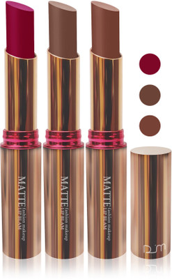 

Femina09 velvet matte lady blam Enriched with Vitamin E lipstick women fashion color cosmetics makeup combo set of 3(d rose pink coffice brown brown)