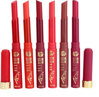 

ADS Bold Matte finish water proof lipstick for moisturzing lips multicolor set of 6(Multicolor, 1.5 ml)