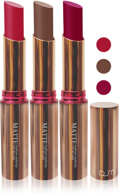 

Femina09 velvet matte lady blam Enriched with Vitamin E lipstick women fashion color cosmetics makeup combo set of 3(d rose pink coffice brown red pink)