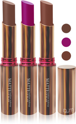 

Femina09 velvet matte lady blam Enriched with Vitamin E lipstick women fashion color cosmetics makeup combo set of 3(coffice brown brown blue purple)