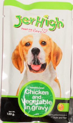 

jerhigh JerHigh Chiken and Vegetable In Gravy(120g, Pack of 6) Chicken, Vegetable 0.12 kg Wet Dog Food(Pack of 6)