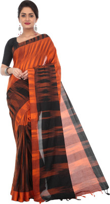 Avik Creations Solid, Paisley, Woven, Polka Print, Hand Painted, Printed, Digital Prints, Embellished, Plain, Self Design Kotki Handloom Cotton, Khadi Saree(Orange) Flipkart