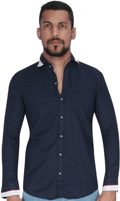 Corporate Club Men Printed Party Blue Shirt