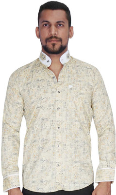Corporate Club Men Self Design Casual Beige Shirt