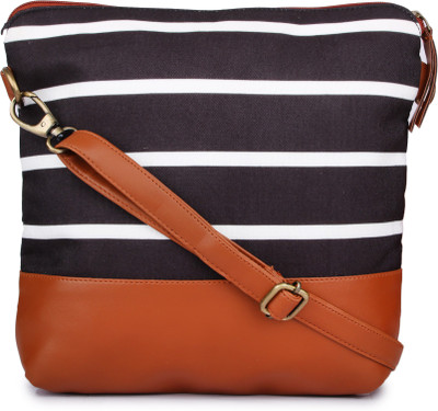

Goldmine Girls Casual Black Canvas, PU Sling Bag