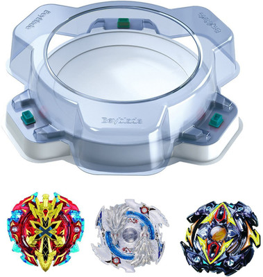

Assemble Beyblade Burst B-09 Bay Stadium Standard Type with Lost Luinor, Xeno Xcalius, Zillion Zeutron Beyblade Burst Pack of 4(Multicolor)