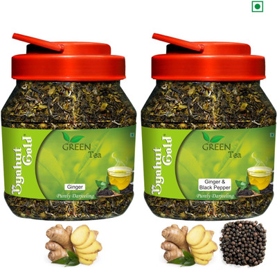 

Byahut Gold Ginger and Ginger Black Papper Flavoured Green Tea Combo Tulsi, Ginger, Black Pepper Tea(400 g, Plastic Bottle)