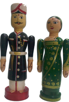 

Crafts India Handcrafted Wooden Coorgi Couple - Hand Puppets