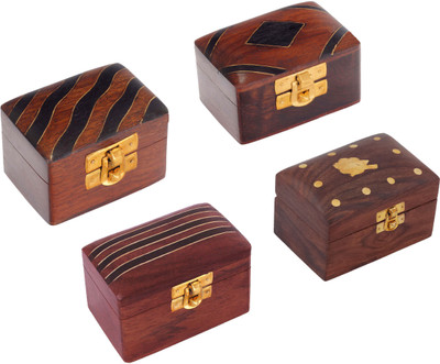 

Craft Art India Combo Offer-Wooden Decorative Handmade Jewelery Box/Storage Box/Jewellery Box/Accessories-Set Of 4 Pcs {Size(Inch):1.5x2x3 each} Jewellery Vanity Box(Brown)
