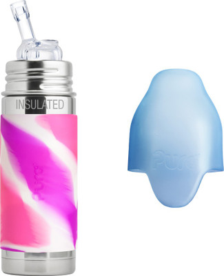 

Pura 9 oz Insulated Stainless Steel Bottle with Silicone Straw - 260 ml(Pink Swirl)