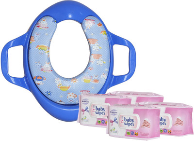 

Toyland Comfortable Potty Trainer Seat for Potty Training Seat And 4 Baby Wipes For Kids Combo Pack TYLPSCOMBO039(Multicolor)