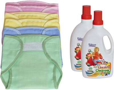 

Toyland New Born Washable & Reusable Diaper/Langot/ 5 Nappy Set And 2 Liquid Cleanser for Cleaning Baby Bottle Toy Accessories TYLNPYCOMBO 005(Multicolor)