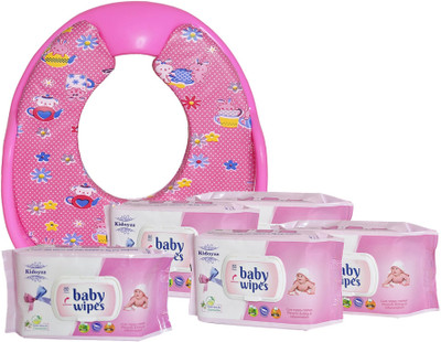 

Kidoyzz Comfortable Potty Trainer Seat for Potty Training Seat And 5 Baby Wipes For Kids Combo Pack CB22(Multicolor)