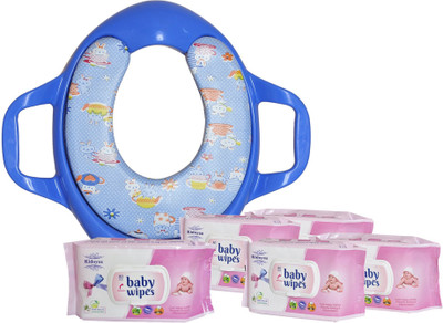 

Toyland Comfortable Potty Trainer Seat for Potty Training Seat And 5 Baby Wipes For Kids Combo Pack TYLPSCOMBO040(Multicolor)