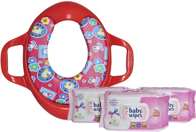 

Kidoyzz Comfortable Potty Trainer Seat for Potty Training Seat And 3 Baby Wipes For Kids Combo Pack CB29(Multicolor)