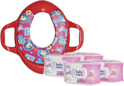 

Toyland Comfortable Potty Trainer Seat for Potty Training Seat And 4 Baby Wipes For Kids Combo Pack TYLPSCOMBO030(Multicolor)