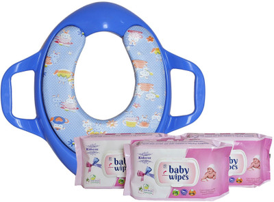 

Kidoyzz Comfortable Potty Trainer Seat for Potty Training Seat And 3 Baby Wipes For Kids Combo Pack CB38(Multicolor)