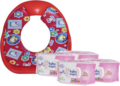 

Toyland Comfortable Potty Trainer Seat for Potty Training Seat And 4 Baby Wipes For Kids Combo Pack TYLPSCOMBO003(Multicolor)