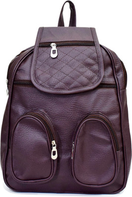 

VIVARS PU Leather Backpack School Bag Student Backpack Women Travel bag 6 L Backpack(Purple), Brown