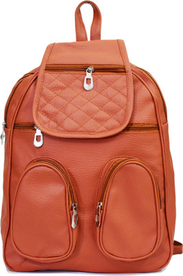 

SPLICE PU Leather Backpack School Bag Student Backpack Women Travel bag 6 L Backpack(Tan)